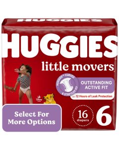 Huggies Little Movers Baby Diapers, Size 6 (35+ lbs), 16 Ct (Select for More)"