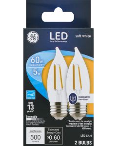 GE LED 7-Watt Chandelier Medium Base Clear Bulbs