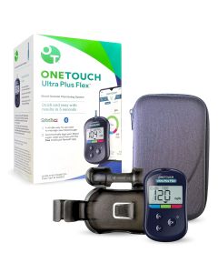 OneTouch Ultra Plus Flex Blood Sugar Monitor For Blood Sugar Test Kit | Blood Glucose Monitoring System Includes Blood Glucose Monitor and Glucose Meter Case