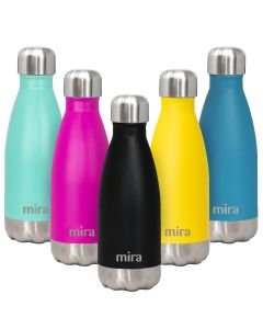 MIRA 12 oz Double Wall Vacuum Insulated Stainless Steel Water Bottle with Screw Cap, Black"