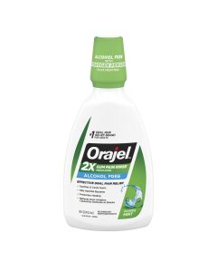 Orajel 2X Medicated Gum Pain Rinse, Oral Pain Relief, Alcohol Free, Soothing Mint, 16 fl oz"