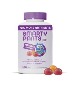 SmartyPants Toddler Formula Daily Gummy Multivitamin: Vitamin C, D3, & Zinc for Immunity, Gluten Free, Omega 3 Fish Oil (DHA/EPA) , Vitamin B6, B12, 180 Count 60 Day Supply"