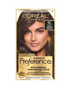 L'Oreal Paris Superior Preference Fade-Defying Permanent Hair Color, 5C Cool Medium Brown, Unisex, 1 Kit"