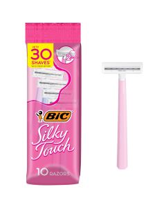 BIC Silky Touch Women's Disposable Razor, Twin Blade, 10 Count, For a Soothing and Comfortable Shave"