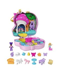 Polly Pocket Unicorn Tea Party Compact Playset with 2 Micro Dolls & Accessories, Travel Toys"