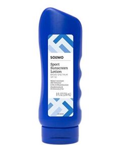 Solimo Sport Sunscreen Lotion, SPF 50, Reef Friendly (Octinoxate & Oxybenzone Free), Broad Spectrum UVA/UVB Protection, 8 Fluid Ounce"