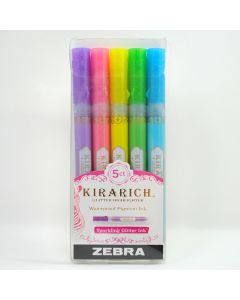 Zebra Kirarich Chisel Tip Glitter Highlighter Set 5/Pkg-Assorted Colors