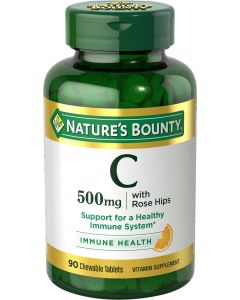 Nature's Bounty Vitamin C Chewable Tablets with Rose Hips, 500 Mg, 90 Ct"