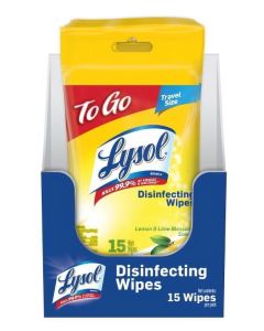 Lysol Disinfecting Wipes, Lemon & Lime Blossom To-Go Flatpack 15 ct."