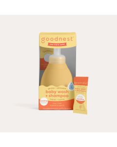 Goodnest® Baby & Toddler Travel Soap Tablets + Reusable Pump Bottle (12oz) - Natural Baby Shampoo & Wash, Plastic-Free, Tear-Free, Hypoallergenic, Sensitive Skin, Chamomile"