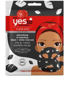 Yes To Tomatoes Detoxifying & Hydrating Black & White Charcoal Paper Face Mask, 0.67 Oz."