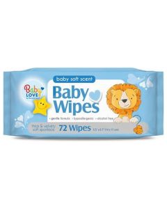 Baby Love 11932-12 Spunlace Baby Wipes, Alcohol-Free, 72-Ct. - Quantity 12"