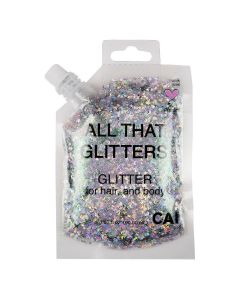 CAI BEAUTY NYC Silver Glitter Easy to Apply, Easy to Remove Chunky Glitter for Body, Face and Hair, Bag Pouch, Holographic Cosmetic Grade Glamour"