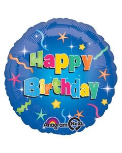 18 inch Happy Birthday Stars Foil Mylar Balloon - Party Supplies Decorations