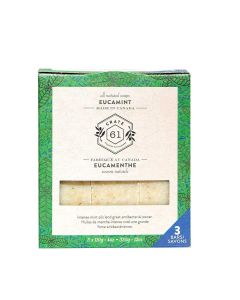 Crate 61 Eucamint (Eucalyptus & Peppermint) Soap 3 pack, 100% Vegan Cold Process, scented with premium essential oils, for men and women, face and body. ISO 9001 certified manufacturer"