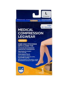 Rite Aid, Uni-Sex Classic Medical Stocking - Closed Toe, Knee High, Beige, Large, 1 Pair