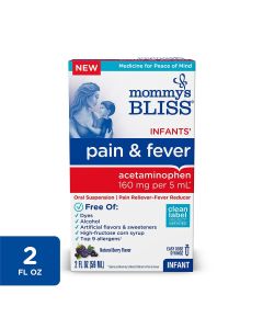 Mommy’s Bliss® Infant Pain + Fever Relief Liquid, Acetaminophen, Berry Flavor, over-the-Counter, 2 fl oz"