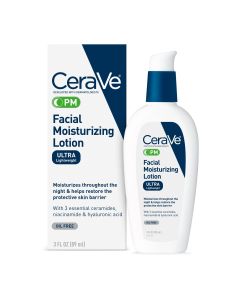 CeraVe PM Lotion Face Moisturizer, Lightweight Oil-free Night Cream for All Skin Types, 3 fl oz"