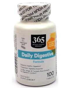 365 Whole Foods Market Dietary Supplement Daily Digestive Formula 100 Tablet