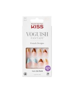 KISS Voguish Fantasy French Press-On Nails, 'Charmante', Pink, Medium Almond, 31 Ct."