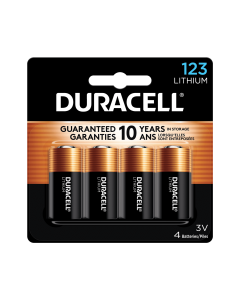 Duracell CR123A 3V Lithium Battery for Home Devices, 4 Count"