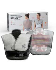 Sharper Image® Heated Neck and Shoulder Massager for Pain Relief Adjustable Heat Level Wrap & Vibrating Massage Spa Therapy Home Remedy Solutions