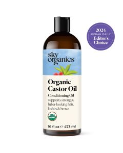 Sky Organics Organic Castor Oil to Condition for Fuller-Looking Hair, Lashes, and Brows, 16 fl oz"