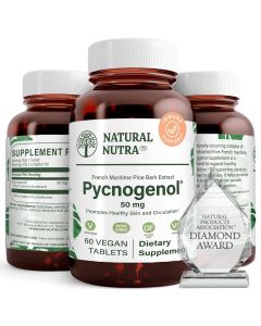 Natural Nutra Pycnogenol Supreme French Maritime Pine Bark Extract Supplement - 60 Vegan Tablets