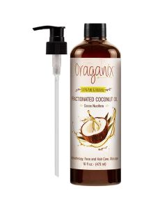 Oraganix Fractionated Coconut Oil - 100% Pure & Natural (16oz Bottle) - Carrier Oil for Essential Oils, Aromatherapy, Massage Oil or Skin Care"