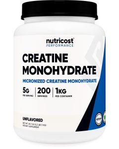 Nutricost Creatine Monohydrate Powder 1 kg (2.2LBS) Supplement- 200 Servings, Unflavored"