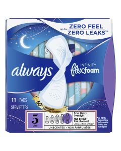 Always Infinity FlexFoam Pads, Size 5, Extra Heavy Absorb, Unscented, 11 Ct"