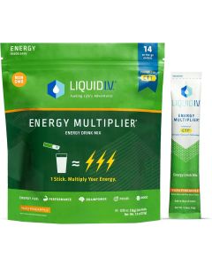 Liquid I.V. Energy Multiplier | Energy Powder Drink Sticks | Matcha and Green Energy Blend Drink Mix | Natural Caffeine | Easy Open Single-Serving Stick | Non-GMO | Yuzu Pineapple - 14 Sticks