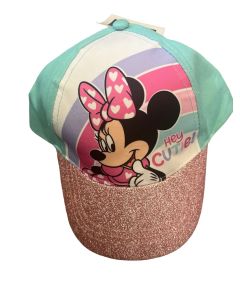 Girls Minnie Mouse Pink Glitter Snapback Hat – Adjustable Summer Disney Cap