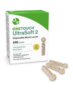 OneTouch Ultra Soft 2 Lancets | Fine 30G Lancets for Blood Testing | Compatible with Most Lancing Devices | Diabetic Lancets for Blood Glucose Monitor Kit, 1 Box (100 Lancets)"