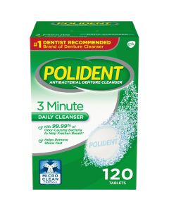 Polident 3 Minute Denture Cleanser Tablets - 120 Count, for Adults"