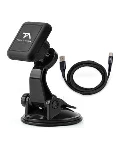 Tech Armor Universal Magnetic Car Mount for Smartphones WithUSB-C to USB-a Cable Bundle in Black