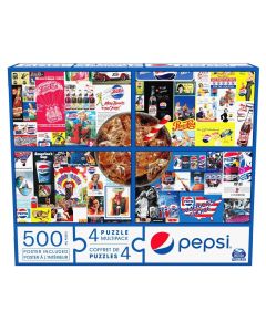 Pepsi 4 Puzzle Multipack 500-Piece Novelty Mega Puzzle for All Ages