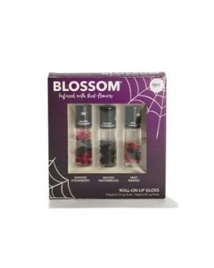 Blossom 3 Pack Gift Set Moisturizing Lip Gloss Tubes Roll on Lip Gloss Scented Color Change Lip Balm Infused with Real Flowers 0.3 Fl. Oz/9mL Sin