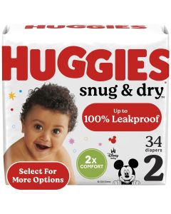 Huggies Snug & Dry Baby Diapers, Size 2 (12-18 lbs), 34 Ct (Select for More Options)"