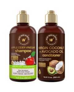 WOW Skin Science Apple Cider Vinegar Shampoo & Coconut + Avocado Oil Conditioner Duo 16.9 oz