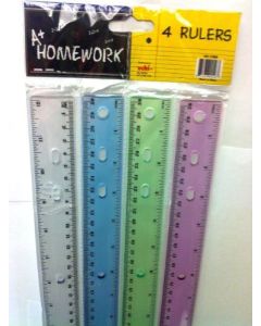 Wholesale Plastic Ruler - 12" - 4 Pack Assorted Colors(48x$0.86)