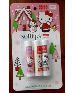 Hello Kitty Softlips Natural Lip Balm Limited Edition 3 Chapsticks New Sealed