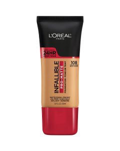 L'Oreal Paris Infallible Pro-Matte Liquid Foundation Makeup, 108 Caramel Beige, 1 fl oz"