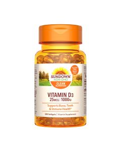 Sundown Vitamin D3 1000 IU, Supports Bone, Teeth, and Immune Health, 200 Softgels"