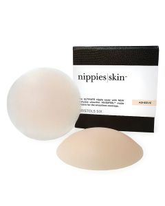 NIPPIES Nipple Covers for Women – Adhesive Silicone Pasties with Travel Box, Crème, Small"