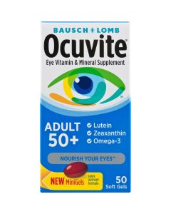 Ocuvite®  Adult 50+ Eye Vitamins and Mineral Supplements with Lutein, Zeaxanthin and Omega-3–fromBausch + Lomb –50 Soft Gels"