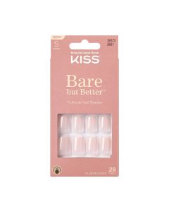 KISS Bare but Better Press-On Nails, Glossy Pink, Short Length, Square Shape, 31 Ct."