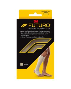 FUTURO™ Therapeutic Open Toe Knee Length Stockings for Men and Women, Medium, Beige"