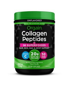 Orgain Grass-Fed 20g Collagen Peptides + 50 Organic Superfoods Powder, Type I & III, 1lb"