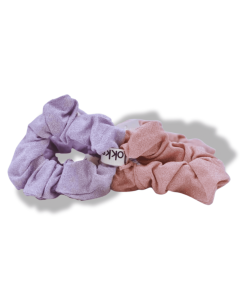 Lokks Hair Accessories, 2-Piece Scrunchies, Pink and Purple Pastel Colors"